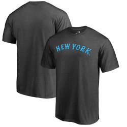 Men\'s New York Mets Fanatics Branded Charcoal 2018 Father\'s Day Blue Wordmark T-Shirt