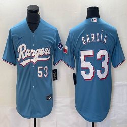 Nike Texas Rangers #53 Adolis Garcia skyblue majestic baseball jerseys-BD 02