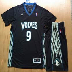 Minnesota Timberwolves 9# Ricky Rubio Black nba basketball suits