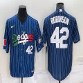 Nike Los Angeles Dodgers#42 Jackie Robinson blue majestic baseball Jersey-BD 04