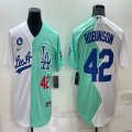 Nike Los Angeles Dodgers #42 Jackie Robinson green white splits majestic baseball Jerseys-BD