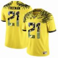 Oregon Ducks #21 Royce Freeman Yellow With Portrait Print College Football Jersey-1