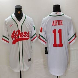 Nike San Francisco 49ers #11 Brandon Aiyuk white baseball jerseys Joint name-BD