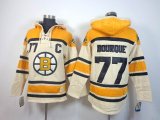 Boston Bruins #77 Ray Bourque beige yellow NHL Hooded Sweatshirt