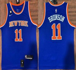 Nike New York Knicks #11 Jalen Brunson Blue NBA basketball jersey 6 Patch