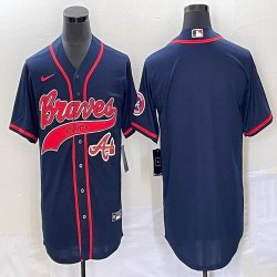 Nike Atlanta Braves blank blue majestic baseball MLB Jerseys Joint name -BD 03