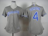 women kansas city royals Alex Gordon 4# gray mlb jersey