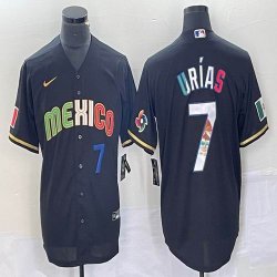 2023 World Cup Mexico #7 Julio Urias black majestic baseball jerseys 220