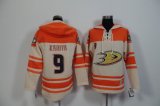 Anaheim Ducks #9 Paul Kariya beige orange Hockey Hooded Sweatshirt