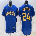 Seattle Mariners #24 Ken Griffey blue Flexbase Authentic Collection Jersey 02