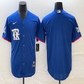 Nike Texas Rangers blank blue majestic baseball jerseys city version 01