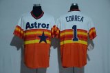 Houston Astros #1 Carlos Correa orange white throwback baseball jersey