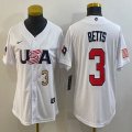 Youth 2023 World Cup #3 Mookie Betts white USA majestic baseball jerseys 04