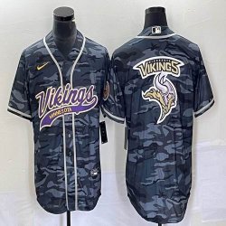 Nike Minnesota Vikings blank gray camo NFL and MLB baseball jerseys Joint name-BD 01