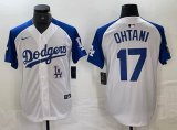 Los Angeles Dodgers #17 Shohei Ohtani Nike white blue fashion majestic baseball Jersey-BD 01