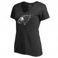 Women's Philadelphia Eagles NFL Pro Line by Fanatics Branded Black X-Ray Slim Fit V-Neck T-Shirt