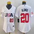 Women 2023 World Cup #20 Pete Alonso white USA majestic baseball jerseys 02