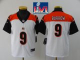 Youth Nike Cincinnati Bengals #9 Joe Burrow white orange Color Rush Limited Jersey