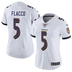 Women Baltimore Ravens #5 Flacco Nike white Color Rush Limited Jersey