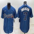 Nike Atlanta Braves #7 Dansby Swanson blue throwback majestic baseball jersey