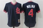 St.Louis Cardinals 4# Yadier Molina blue throwback baseball Jerseys