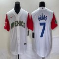 2023 World Cup Mexico #7 Julio Urias white red majestic baseball jerseys 12