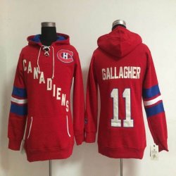 Women Montreal Canadiens Brendan Gallagher 11# red Ice Hooded Sweatshirt