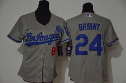 Youth Nike Los Angeles Dodgers Kobe Bryant gray majestic baseball Jersey-KB patch