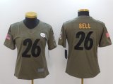 Women Nike Pittsburgh Steelers #26 Le Veon Bell green USA flag Color Rush Limited Jersey