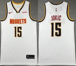 Denver Nuggets #15 Nikola Jokic white basketball jersey-XD