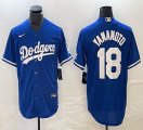 Nike Los Angeles Dodgers #18 Yoshinobu Yamamoto blue majestic baseball jerseys 01