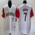 2023 World Cup Mexico #7 Julio Urias white red majestic baseball jerseys 96