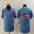 Youth Nike Philadelphia Phillies blank skyblue throwback majestaic baseball jersey 03