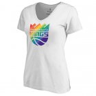 Women's White Sacramento Kings Fanatics Branded Team Pride V-Neck T-Shirt