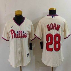 Women Nike Philadelphia Phillies #28 Alec Bohm beige majestic baseball jersey