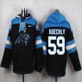 Custom Carolina Panthers 59 Luke Kuechly skyblue black nfl Hooded Sweatshirt