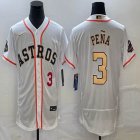 Nike Houston #3 Jeremy Pena white gold Flexbase Authentic Collection Jersey 01