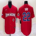 2023 World Cup Dominican Republic's #22 Juan Soto red majestic baseball jerseys 09