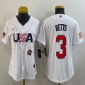 Youth 2023 World Cup #3 Mookie Betts white USA majestic baseball jerseys 08