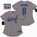 Women Nike Los Angeles Dodgers #8 Kobe Bryant gray majestic baseball Jersey 2020 Dodger World Series Champions