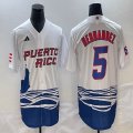 Puerto Rico Baseball #5 Enrique Hernandez White 2023 World Baseball Classic Replica Player Jersey 04