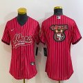 Women Nike 49ers blank red baseball jerseys Joint name-BD 02