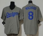 Women Los Angeles Dodgers #8 Manny Machado gray majestic Baseball Jerseys