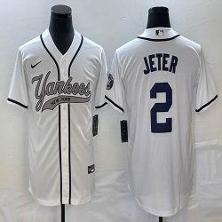 Nike New York Yankees #2 Derek Jeter white majestic MLB baseball Jerseys Joint name 03