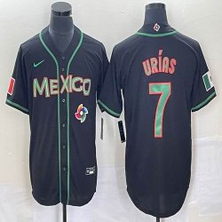 2023 World Cup Mexico #7 Julio Urias black majestic baseball jerseys 176