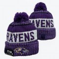 2024 Baltimore Ravens purple white black NFL Sports Cuffed Knit Hats