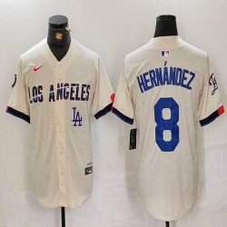 Nike Los Angeles Dodgers #8 Enrique Hernandez beige fashion MLB baseball Jersey 04