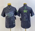 Youth Nike Tampa Bay Rays #2 Yandy Diaz black majestic baseball jersey city version 03