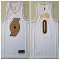 Nike Portland Trail Blazers #0 Damian Lillard white gold NBA Jerseys