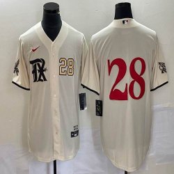 Nike Texas Rangers #28 beige majestic baseball jerseys city version 01